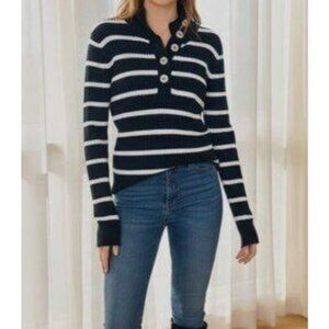 Ralph Lauren Mock Neck Ribbed Knit Striped Sweater Womens Size XL Classic Preppy